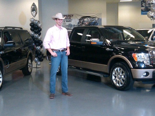 Tiago Splitter filming a commercial for Northside Ford