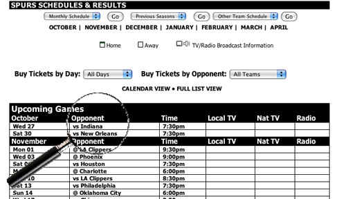 Taking a close look at the San Antonio Spurs' 2010-2011 schedule.